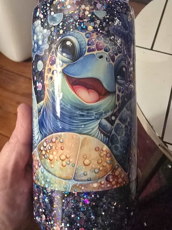 Other - Colorful Smiling Sea Turtle Glitter Tumbler